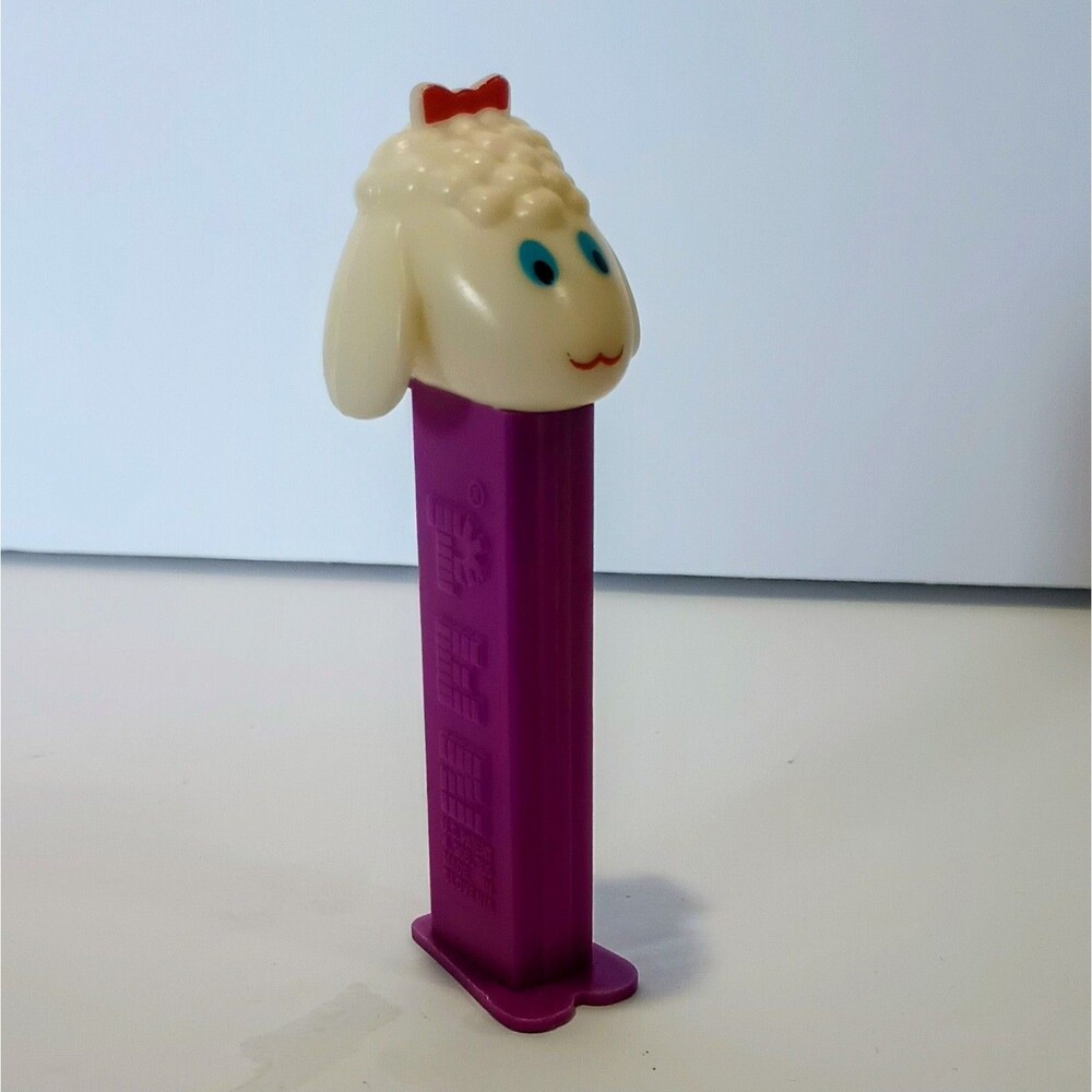 Vintage Pez Dispenser Lamb Purple Slovenia Easter Candy Sheep Girl Hair Bow - Picture 2 of 2